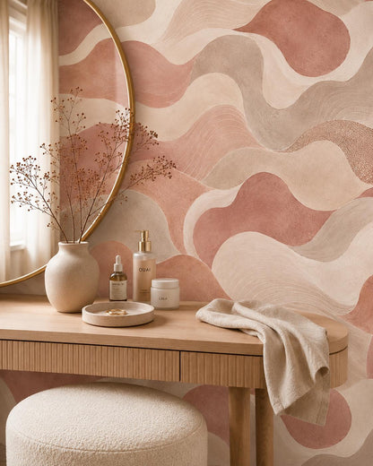 Clay Pink Abstract Wallpaper: Warm Rose Wall Mural