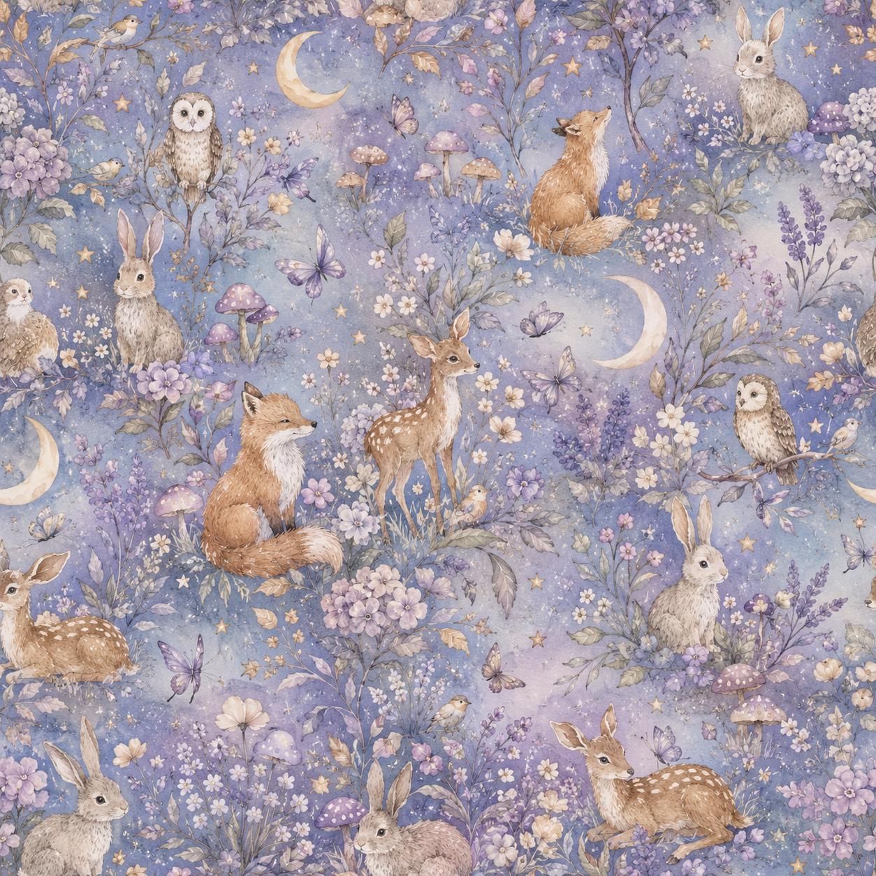 Moon Garden Animal Wallpaper: Dreamy Nursery Wall Mural