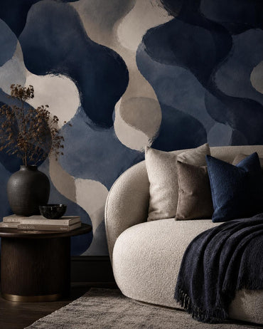 Midnight Navy Abstract Wallpaper: Dark Blue Wall Mural