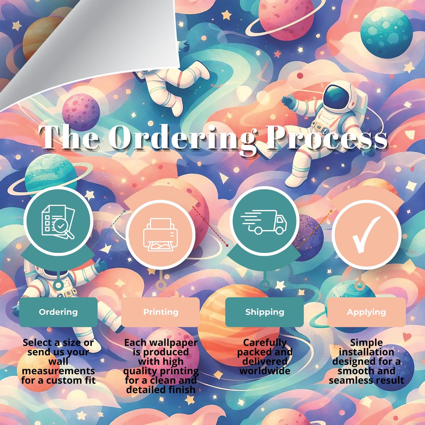 Space Kids Wallpaper: Astronaut Galaxy Peel and Stick Mural