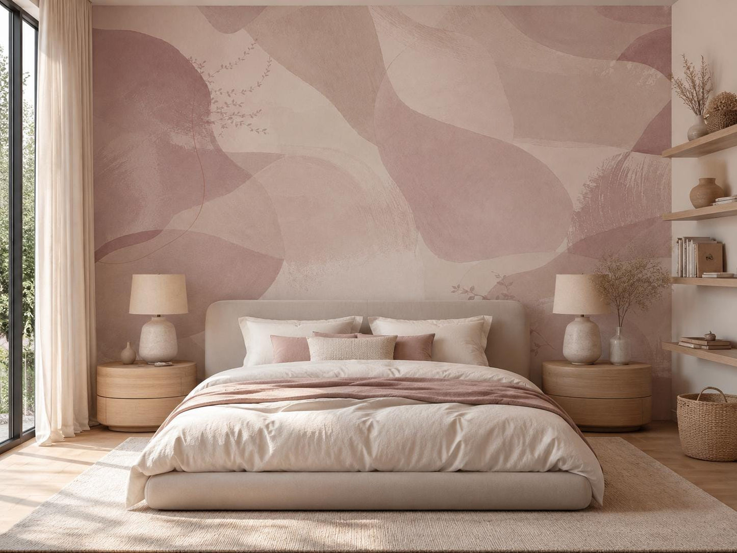Dusty Mauve Abstract Wallpaper: Soft Blush Wall Mural