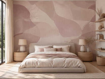Dusty Mauve Abstract Wallpaper: Soft Blush Wall Mural