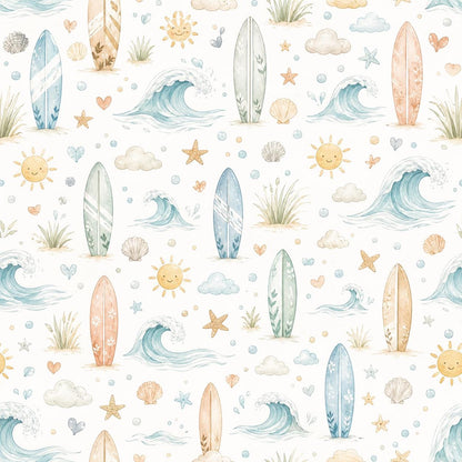 Surfboard Wallpaper: Coastal Sports Nursery Wall Mural