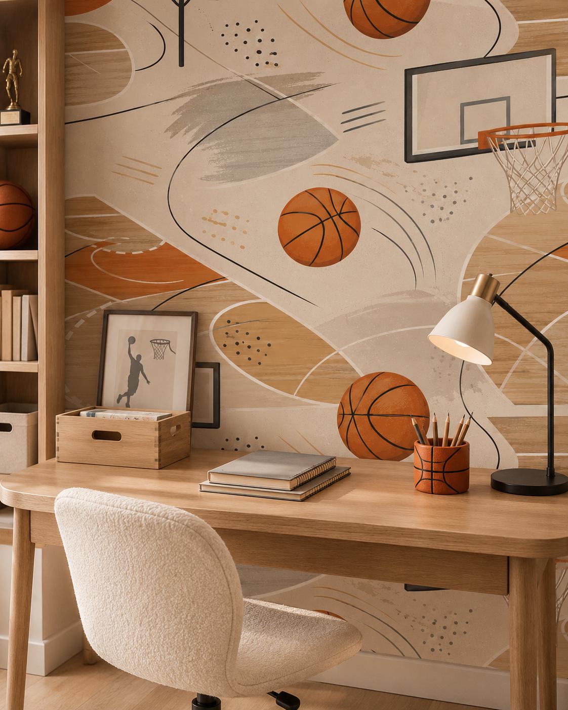 Kids Basketball Wallpaper: Court Wall Mural for Boys Room