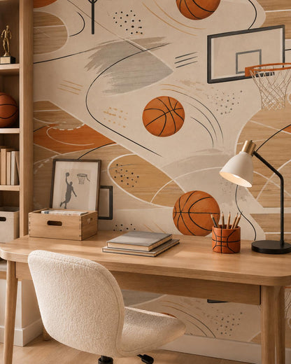 Kids Basketball Wallpaper: Court Wall Mural for Boys Room