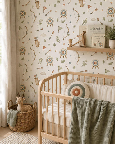 Archery Target Wallpaper: Woodland Sports Nursery Mural
