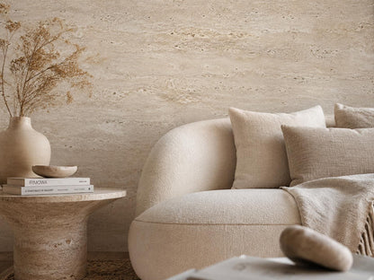 Travertine Stone Wallpaper: Cream Natural Wall Mural