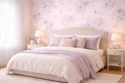 Blush Violet Floral Wallpaper: Soft Fairy Nursery Wall Mural