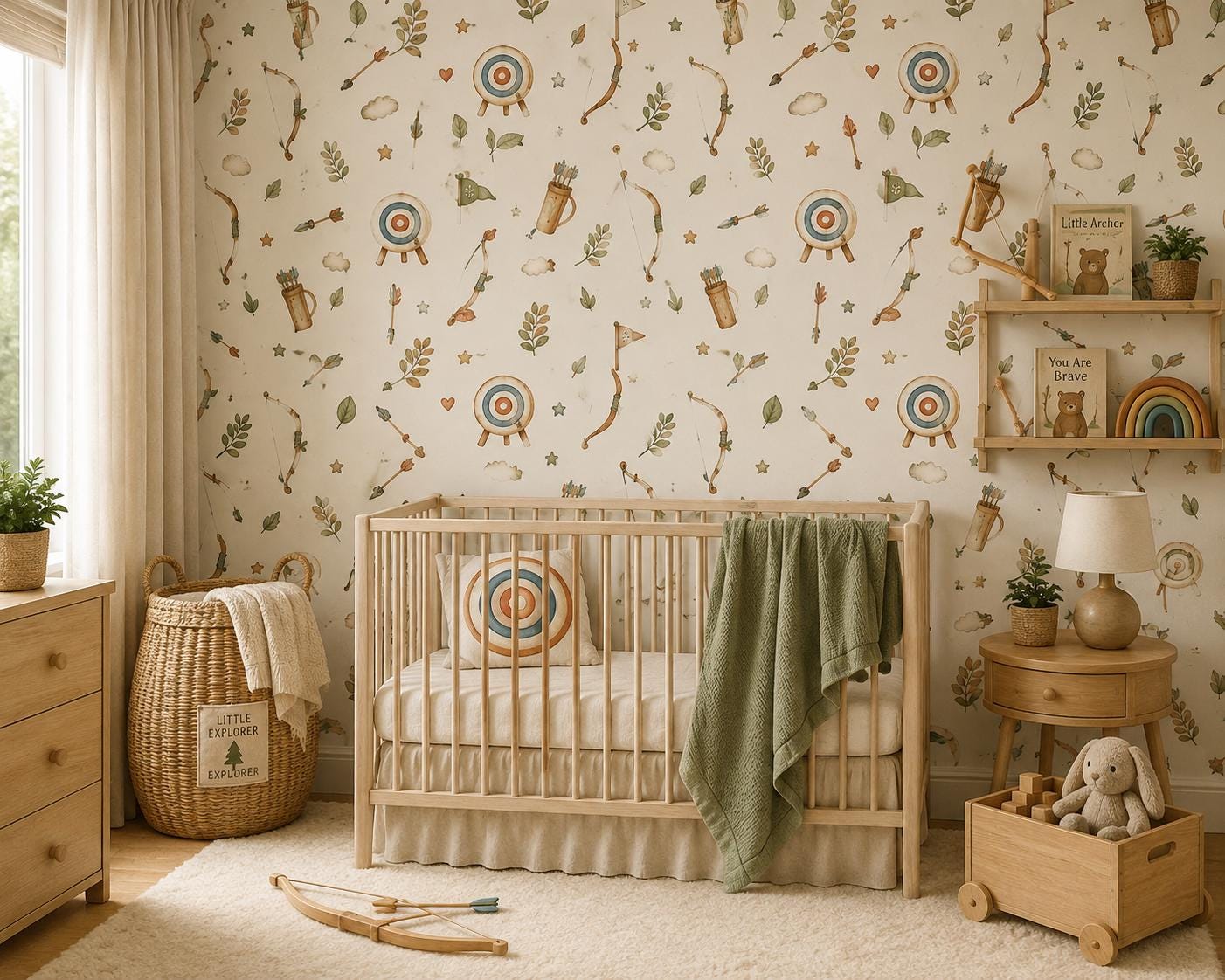 Archery Target Wallpaper: Woodland Sports Nursery Mural