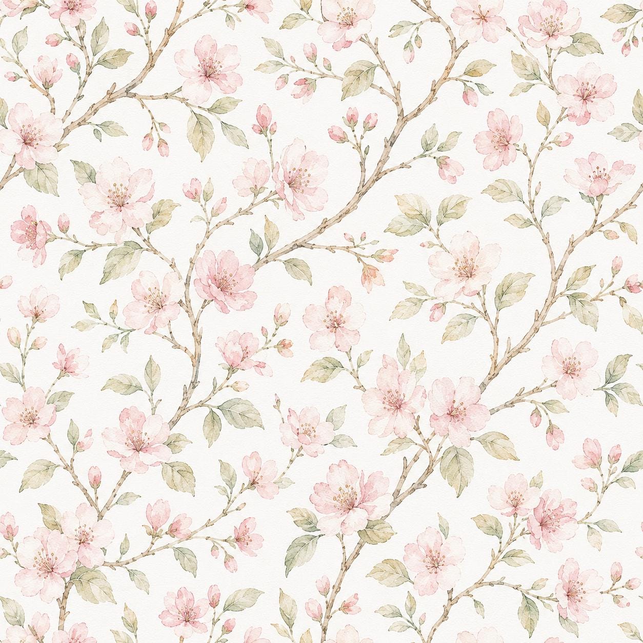 Cherry Blossom Wallpaper: White Pink Floral Wall Mural
