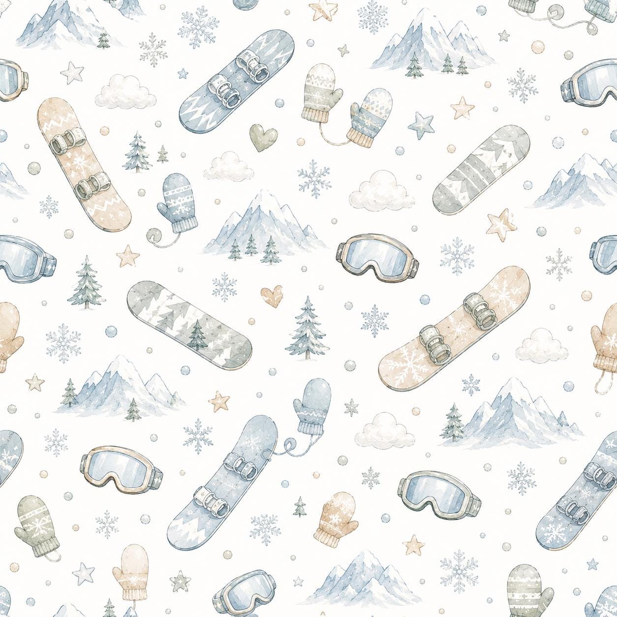 Snowboard Wallpaper: Winter Sports Nursery Wall Mural