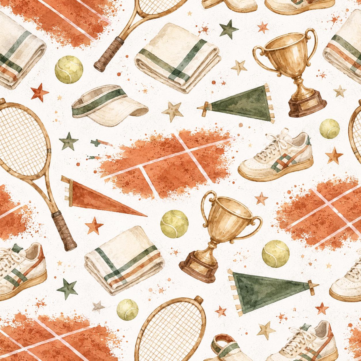 Vintage Tennis Clay Court Wallpaper: Kids Sports Wall Mural