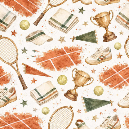 Vintage Tennis Clay Court Wallpaper: Kids Sports Wall Mural