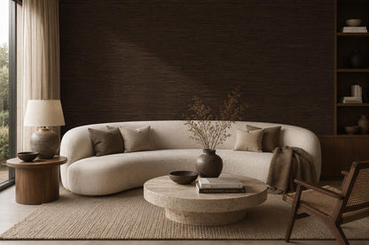 Espresso Grasscloth Wallpaper: Dark Brown Woven Wall Mural