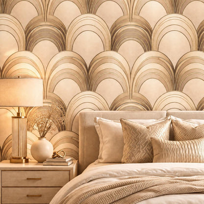 Gold Art Deco Arch Wallpaper: Elegant Luxury Wall Mural