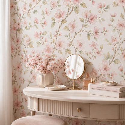 Cherry Blossom Wallpaper: White Pink Floral Wall Mural