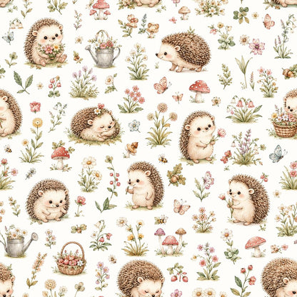 Hedgehog Garden Wallpaper: Sweet Nursery Wall Mural