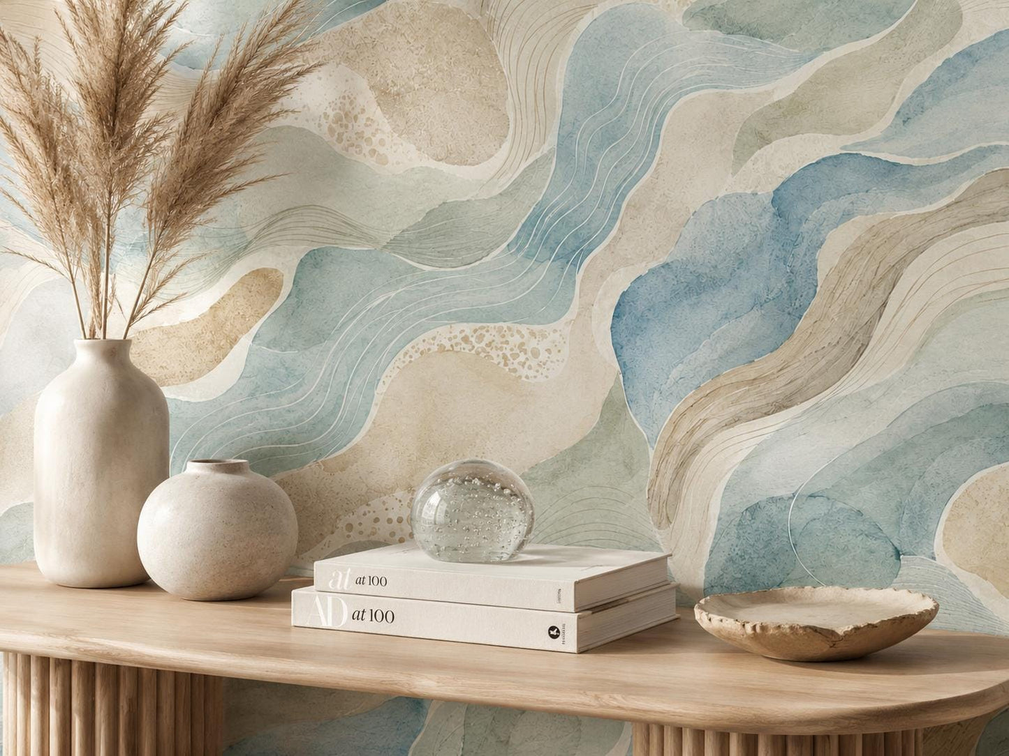 Coastal Abstract Wallpaper: Soft Ocean Wall Mural
