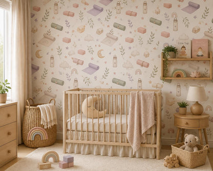 Yoga Mat Wallpaper: Calm Wellness Nursery Wall Mural
