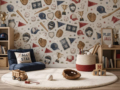 Baseball All Stars Wallpaper: Kids Sports Wall Mural