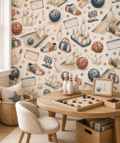 Bowling Fun Wallpaper: Kids Sports Wall Mural