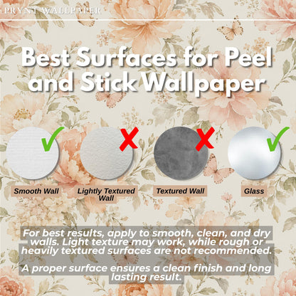 Peach Cream Floral Wallpaper: Soft Nursery Wall Mural