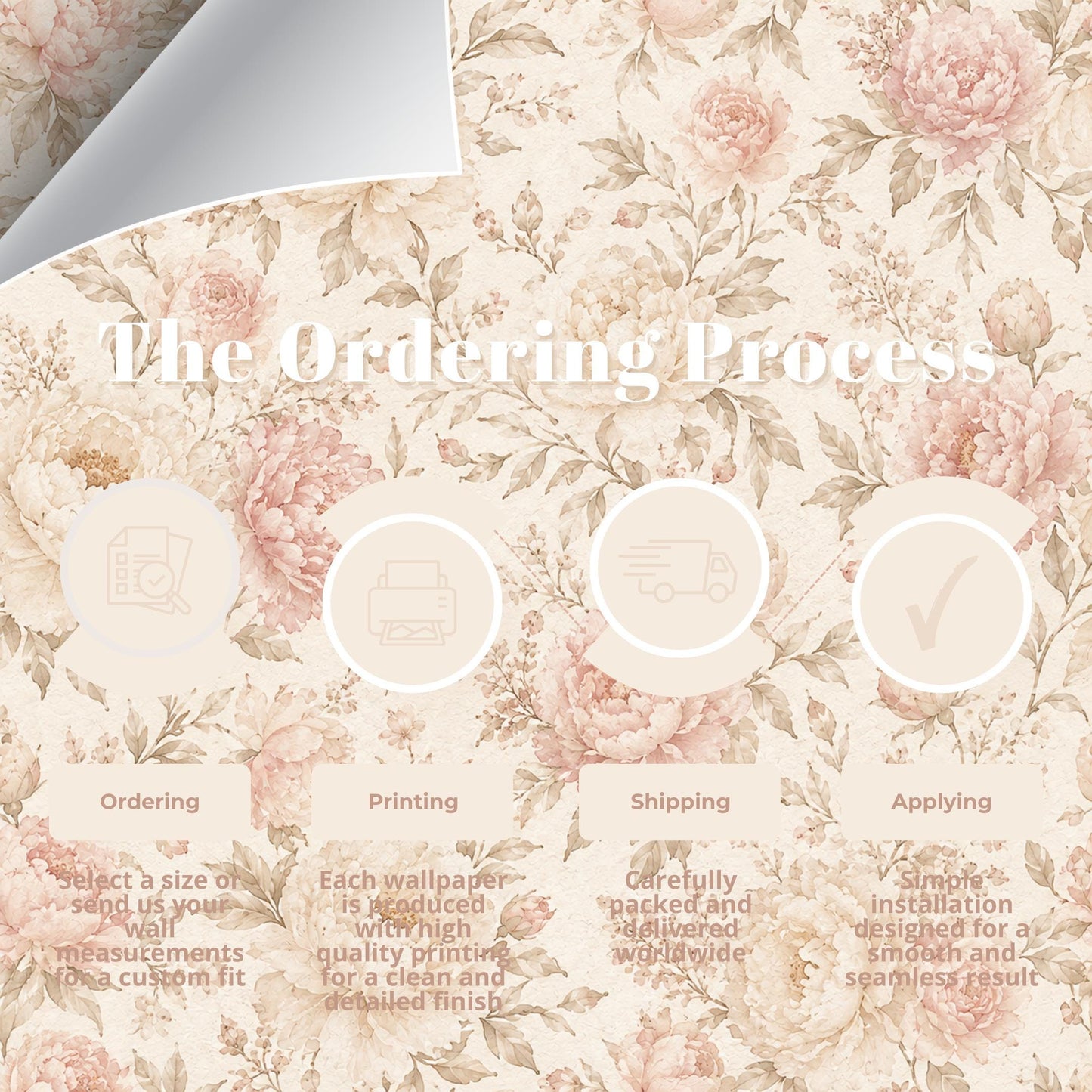 Champagne Blush Peony Wallpaper: Romantic Floral Wall Mural