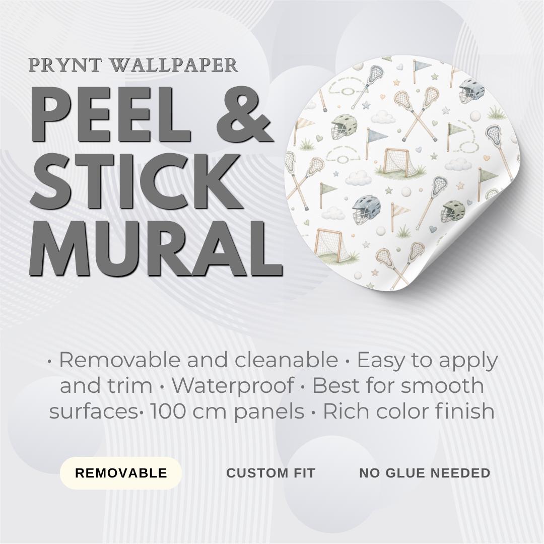 Lacrosse Stick Wallpaper: Preppy Sports Nursery Mural
