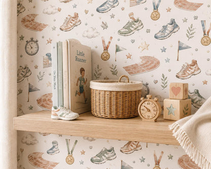 Running Track Wallpaper: Athletic Nursery Wall Mural