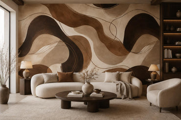 Cocoa Cream Abstract Wallpaper: Rich Brown Wall Mural