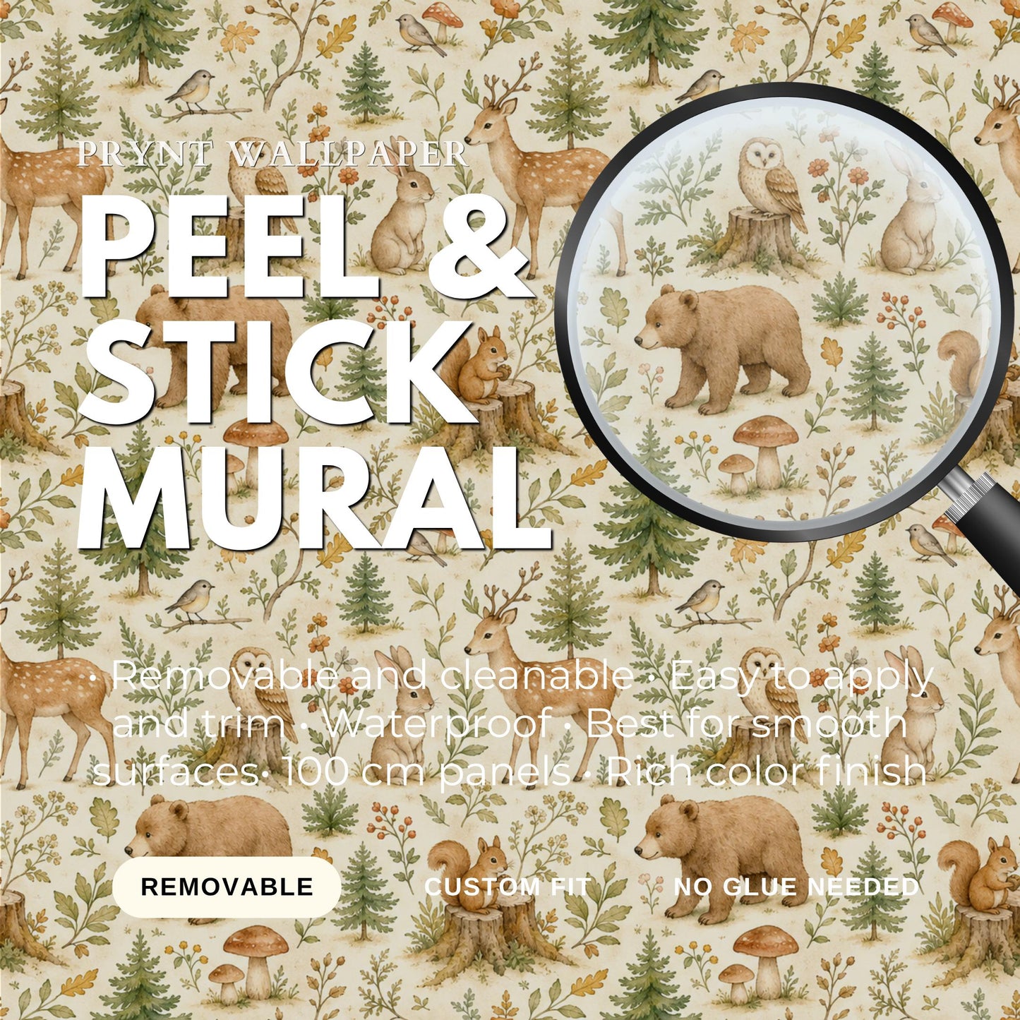 Forest Animal Wallpaper: Woodland Nursery Wall Mural