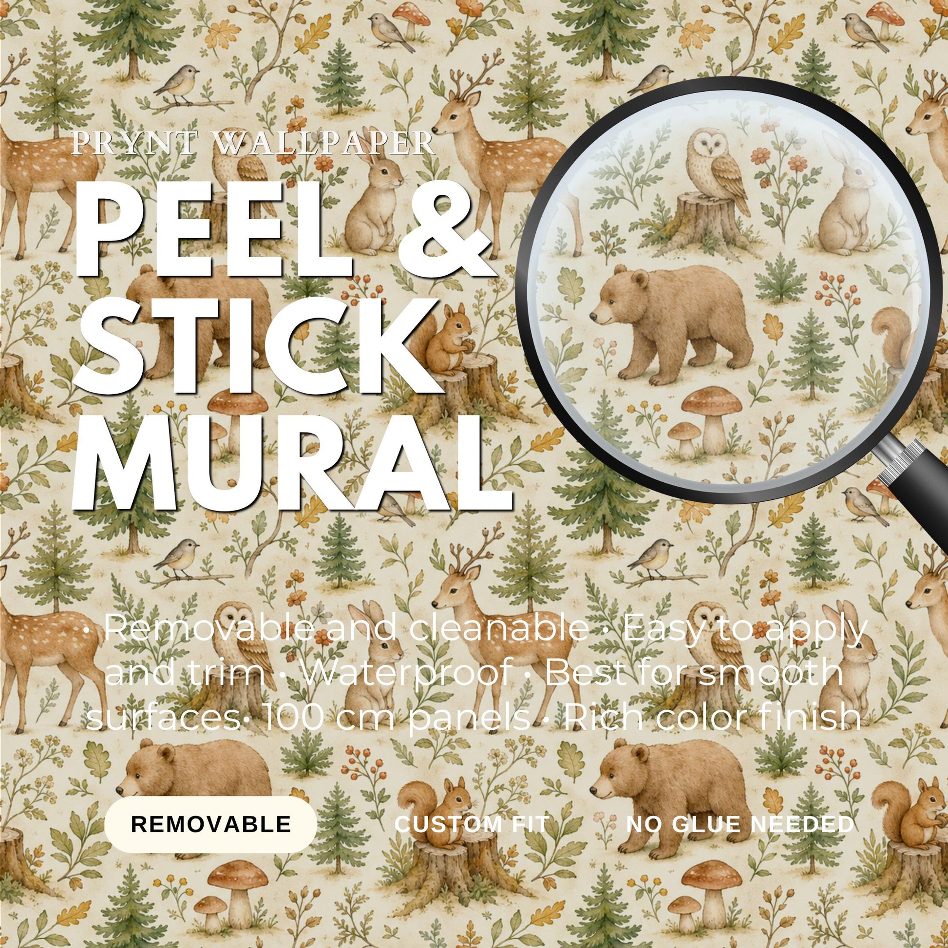 Forest Animal Wallpaper: Woodland Nursery Wall Mural