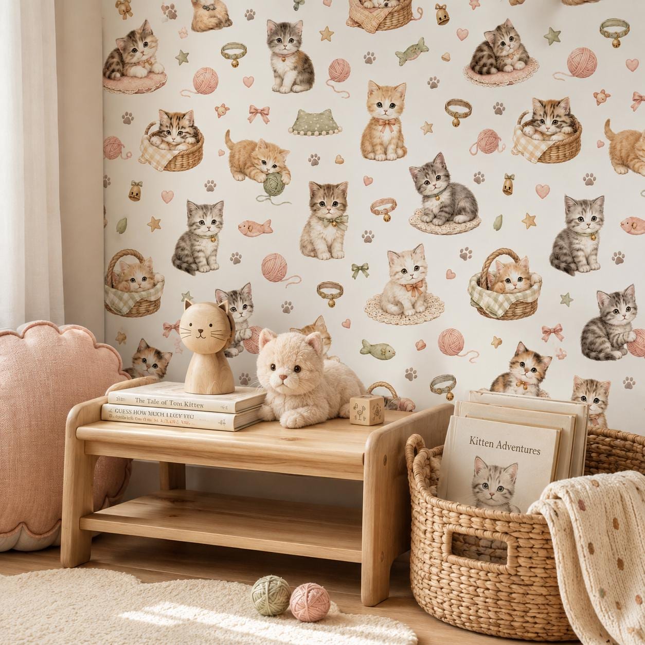 Kitten Wallpaper: Cozy Cat Nursery Wall Mural