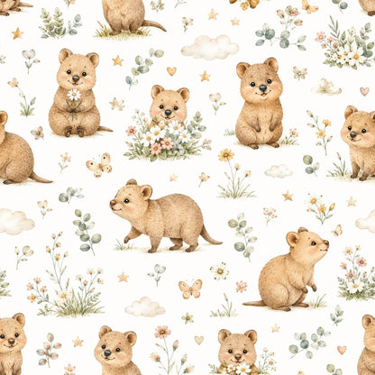 Custom Quokka Meadow Nursery Wallpaper: Australian Animal Mural (Peel and Stick)
