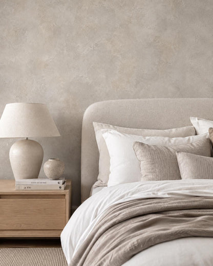 Dove Grey Limewash Wallpaper: Soft Plaster Wall Mural