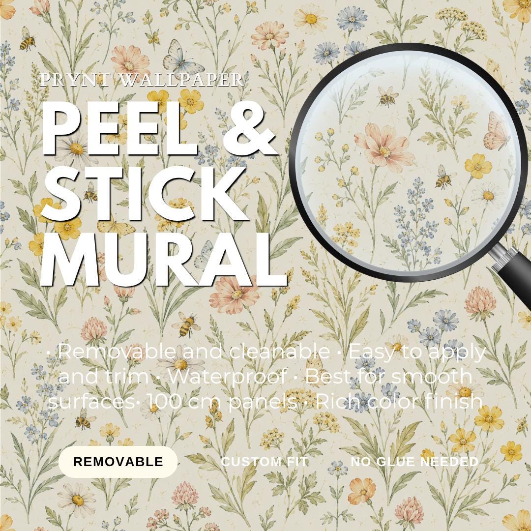 Wildflower Meadow Wallpaper: Soft Floral Nursery Wall Mural