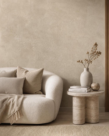 Sandy Beige Concrete Wallpaper: Warm Modern Texture Wall Mural