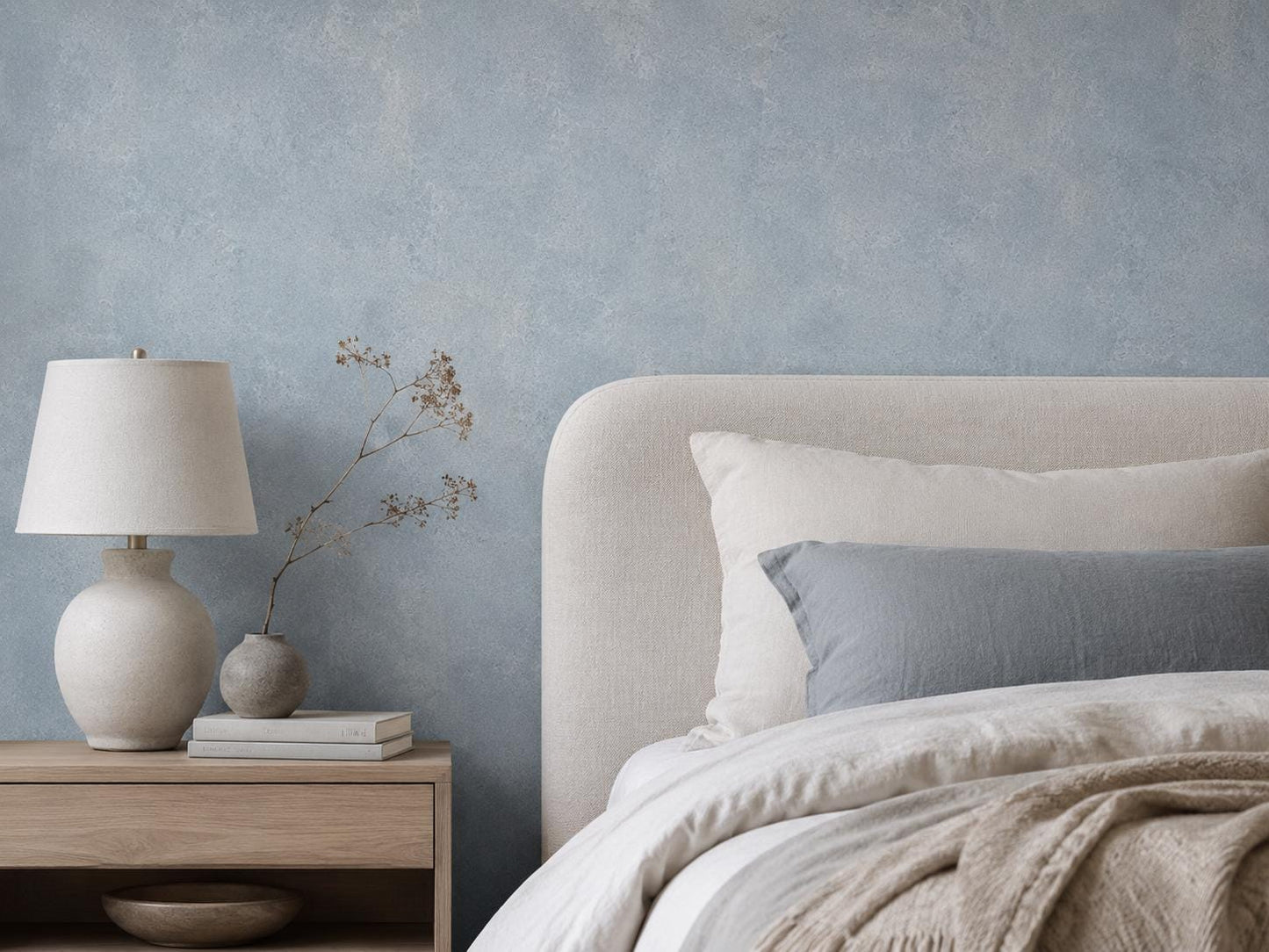 Dusty Blue Concrete Wallpaper: Soft Industrial Wall Mural