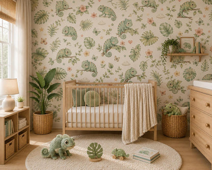 Chameleon Tropical Wallpaper: Jungle Nursery Wall Mural