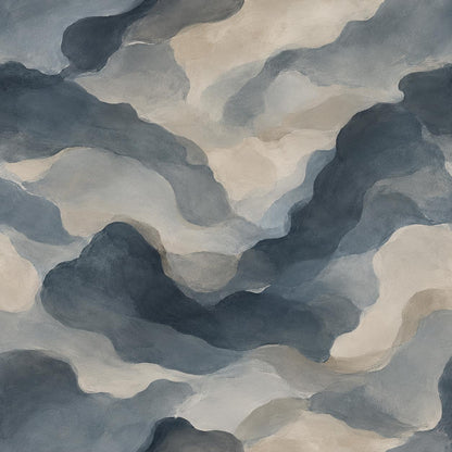 Storm Slate Abstract Wallpaper: Moody Grey Blue Wall Mural