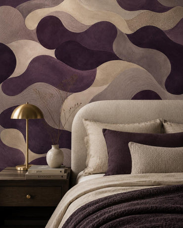 Aubergine Abstract Wallpaper: Deep Plum Wall Mural