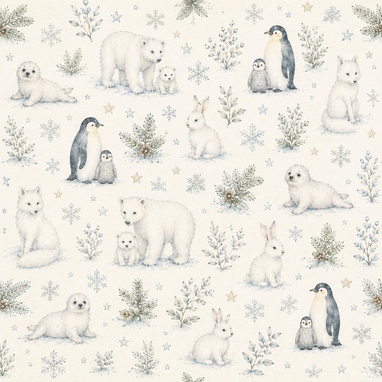 Snow Animal Wallpaper: Arctic Nursery Wall Mural