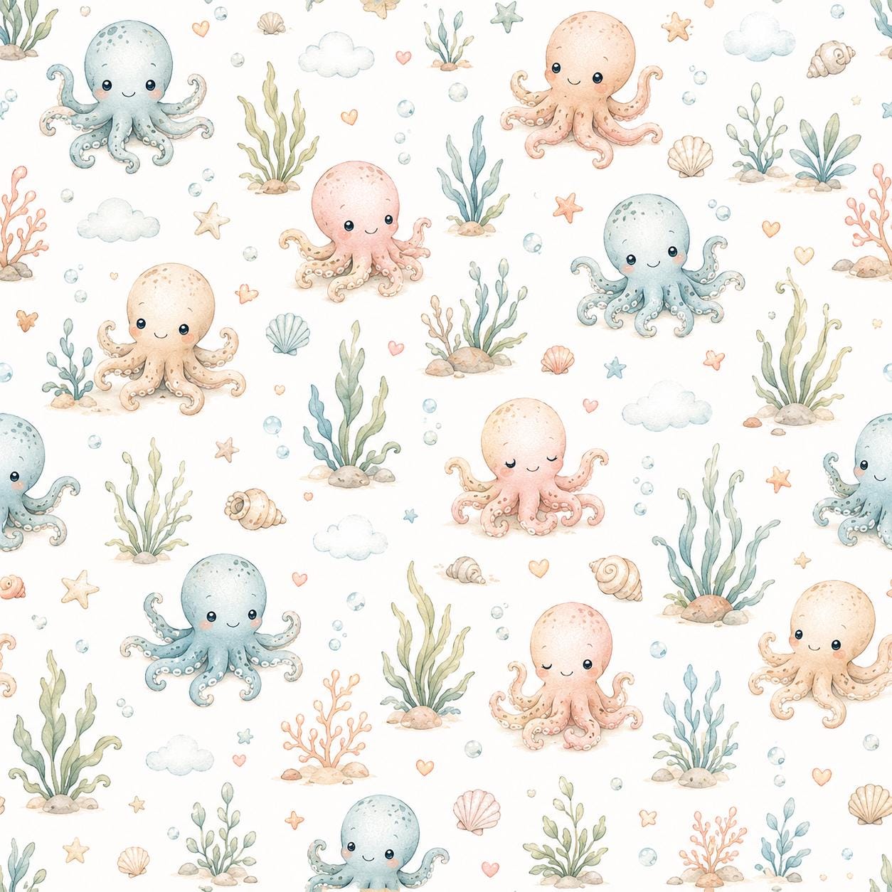 Octopus Ocean Wallpaper: Underwater Nursery Wall Mural
