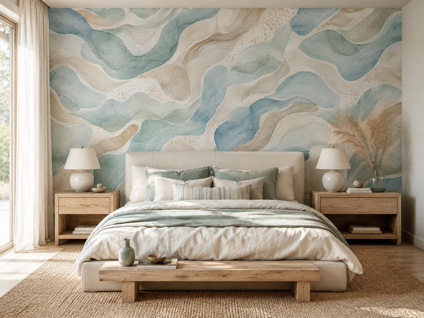 Coastal Abstract Wallpaper: Soft Ocean Wall Mural