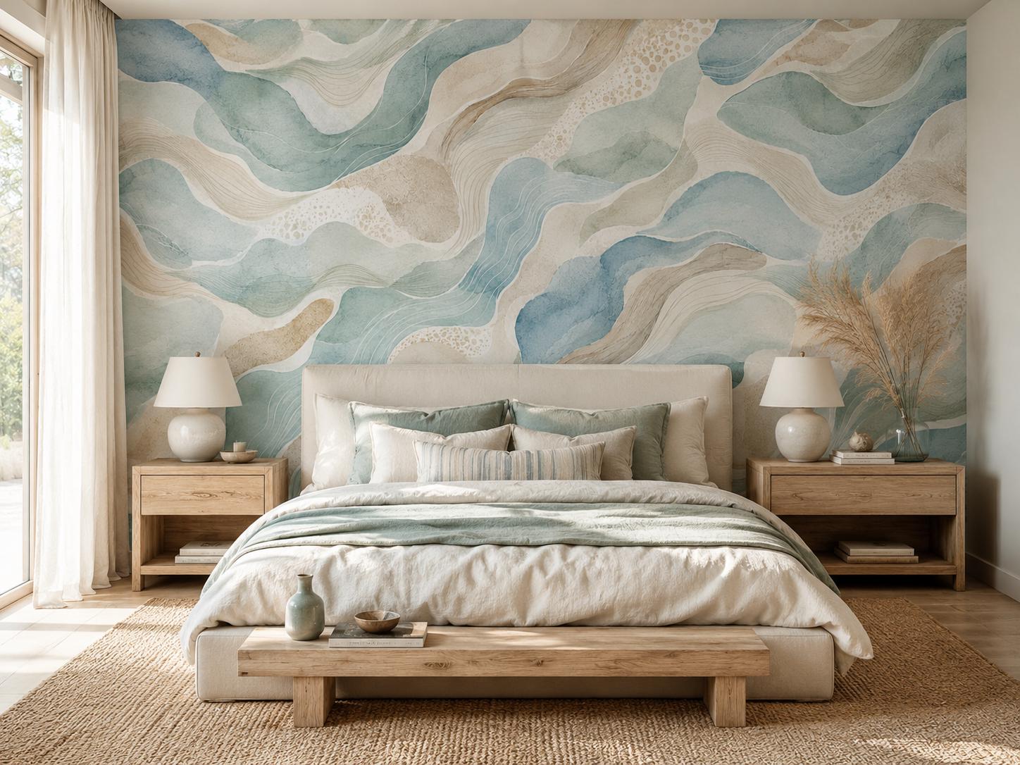 Coastal Abstract Wallpaper: Soft Ocean Wall Mural