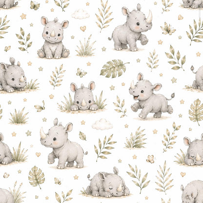 Rhino Savanna Wallpaper: Safari Animal Nursery Mural