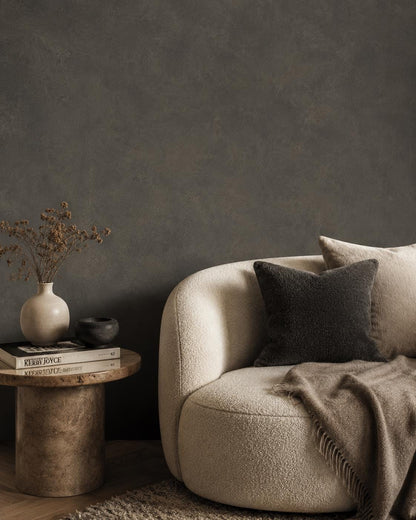 Charcoal Plaster Wallpaper: Dark Modern Textured Wall Mural