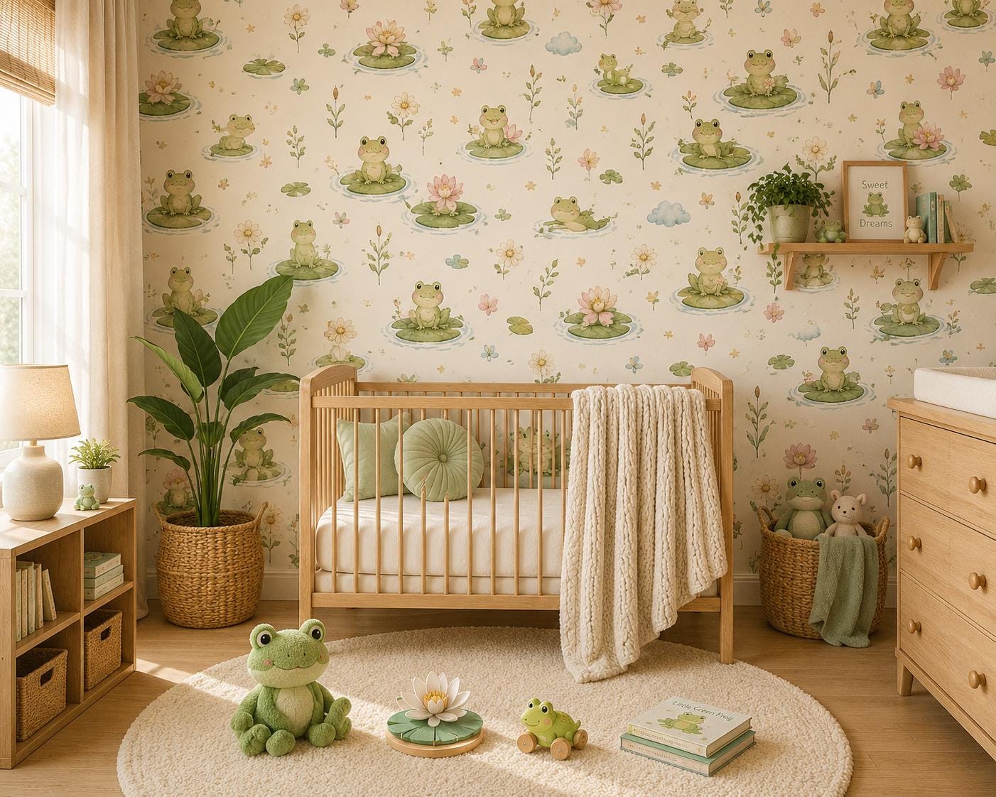 Frog Pond Wallpaper: Lily Pad Nursery Wall Mural