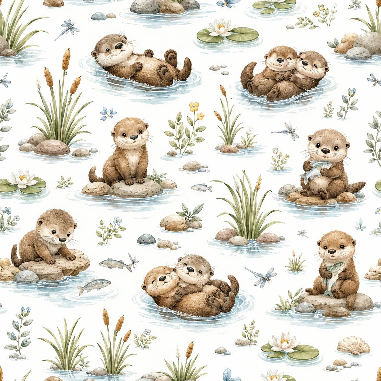 Otter River Peel and Stick Wallpaper Mural: Nursery Wall Decor