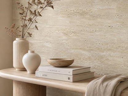 Travertine Stone Wallpaper: Cream Natural Wall Mural